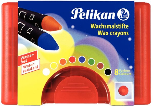 Wachsmalstifte, rund, wasserfest, Kunststoff-Etui, Schaber, rot, 8 Stück