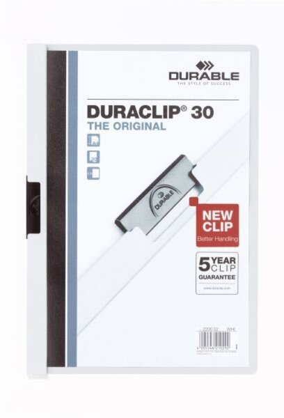 Klemmmappe DURACLIP, DIN A4, Fassungsvermögen 30 Blatt, 310 x 220 mm, weiß