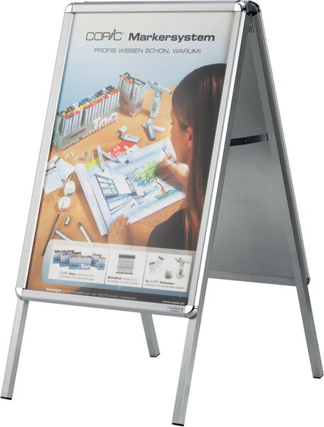 Plakatständer/Kundenstopper für DIN A2, Klapprahmen, Maße: 465 x 642 mm, wetterfest, für außen geeignet
