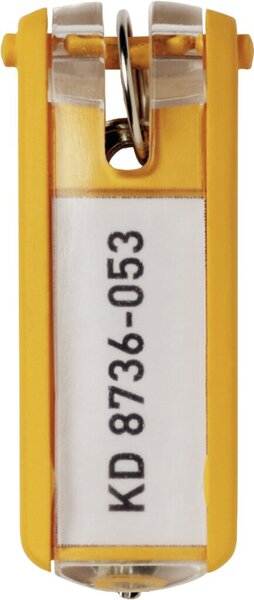 Schlüsselanhänger Key Clip, Kunststoff mit sichtbarem Beschriftungsschild, 6 Stück, gelb