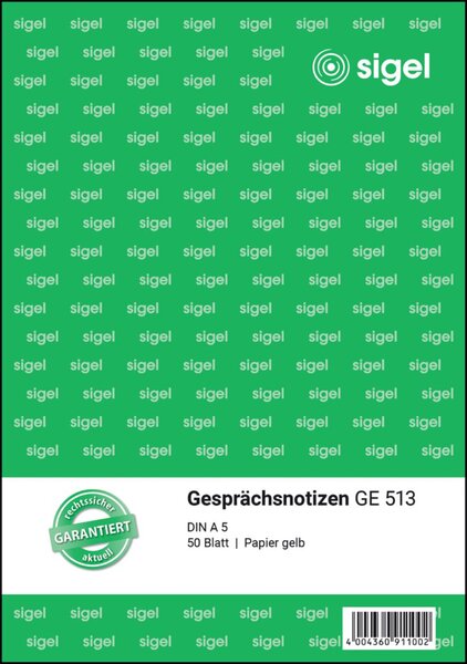 Gesprächsnotiz, A5 hoch, gelb, FSC-zertifiziert