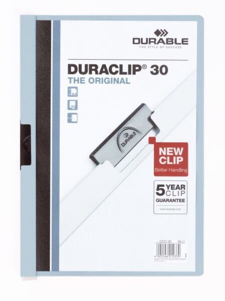 Klemmmappe DURACLIP, DIN A4, Fassungsvermögen 30 Blatt, 310 x 220 mm, hellblau