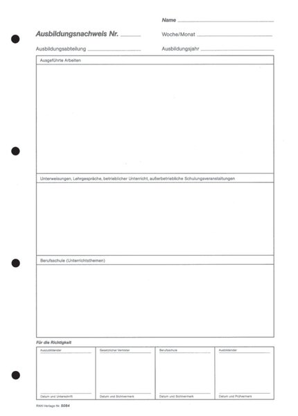 Ausbildungsnachweis (Block), für wöchentliche/monatliche Eintragung, DIN A4, 56 Seiten