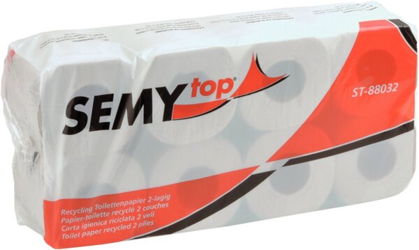 Toilettenpapier top, 2-lagig, hellgrau, Recycling, geprägt, 250 Blatt/Rolle, 8 Rollen/Packung