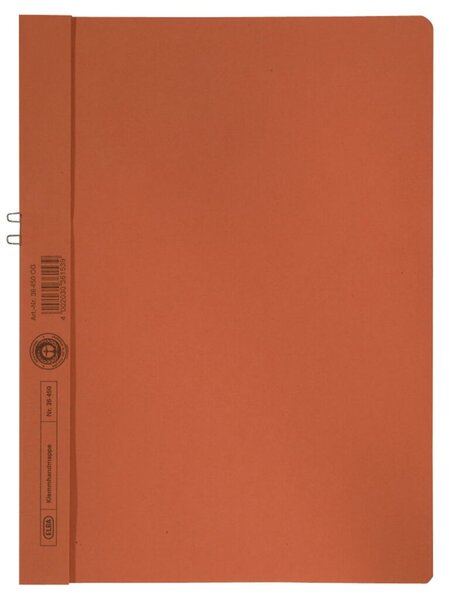 Klemmmappe, DIN A4, Fassungsvermögen 10 Blatt, Manilakarton 250g/qm, 237 x 309 mm, ohne Vorderdeckel, orange