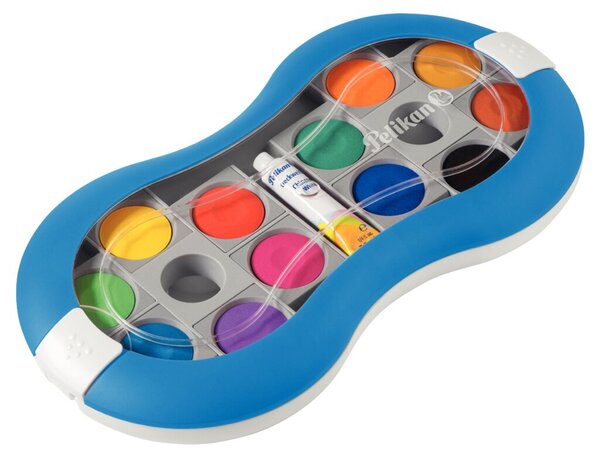 Deckfarbkasten 735SP12, 12 Farben, Deckweiß, blau