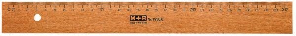 Lineal 16 cm Buchenholz braun, naturbelassen, mit Metalleinlage.