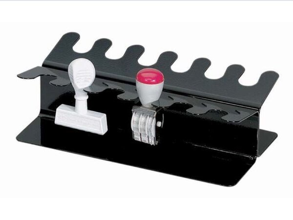 Stempelträger in gerader Ausführung, schwarz, für 12 Stempel, zweiseitig, Metall