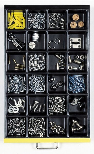 MultiDrawer™ Schubladeneinsatz A4, 24 Fächer, für A4 Schubladen H 102, 87, 51 mm, (HxBxT): 51 x 233 x 363 mm, schwarz