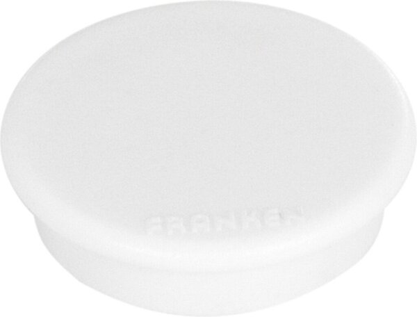 Haftmagnet, Ø 13 mm, weiß, Haftkraft 100g (bis zu 1 Blatt DIN A4 80g/qm), Packung à 10 Stück