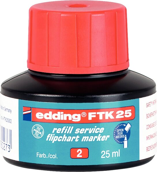 Nachfülltusche in Flasche 25 ml, für Boardmarker: edding 380,383, rot