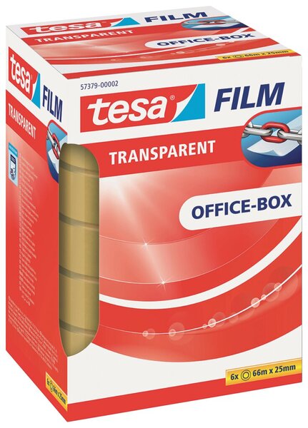 tesafilm® transparent, 25 mm x 66 m, transparent, Packung mit 6 Rollen