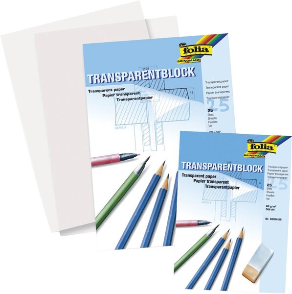 Transparentpapier/Architektenpapier, DIN A4, 80g/qm, weiß, 25 Blatt