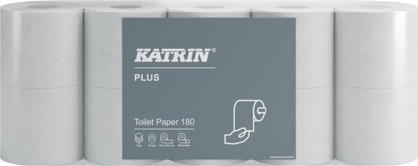 Toilettenpapier Katrin Plus, toilet 180, 4-lagig, hochweiß, 180 Blatt/Rolle, 10 Rollen/Packung