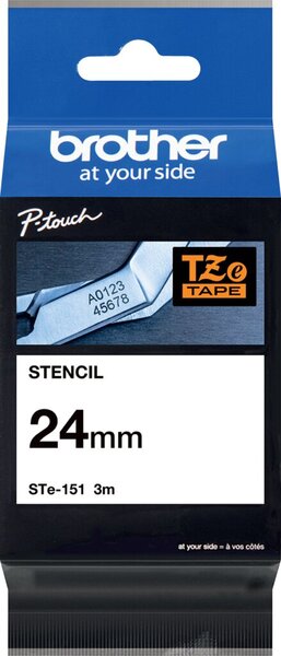 Schablonenband, STE-151, 24 mm breit / 3 m lang, weiß auf transparent, für elektrolytische Beschriftungen