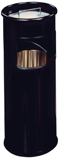 Papierkorb Metall, 17 L, mit Ascher, 2L, rund Ø 260 mm, Höhe 620 mm, Ascher mit Sandfüllung, schwarz