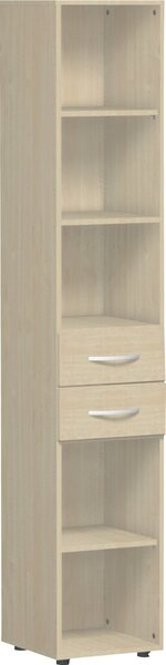 Regal Flex, (H x B x T) 2160 x 400 x 400 mm, 6 Ordnerhöhen, 2 Schübe, Standfüße, ahorn