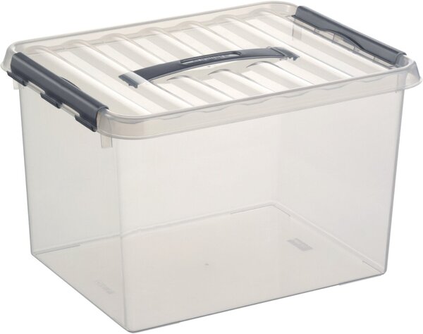 Kunststoff-Box 22 Liter, DIN A4, transparent, 300 x 400 x 260 mm, per Clip verschließbar