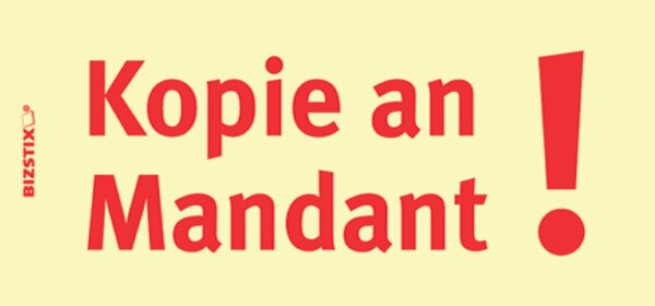 Haftnotizen gelb, 75 x 35 mm, "Kopie an Mandant", 100 Blatt pro Block