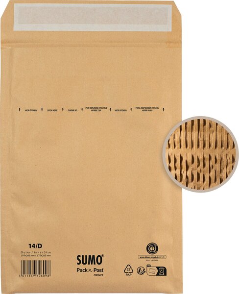 Papierpolstertasche 1514, 100 % recycelt, Innenmaß: 175 x 265 mm, braun, 10 Stück