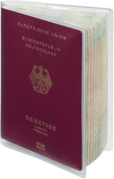 Reisepass-Schutzhülle, 189 x 129 mm, 2-teilig, transparent, PP-Folie, 170 my, dokumentenecht, 10 Stück