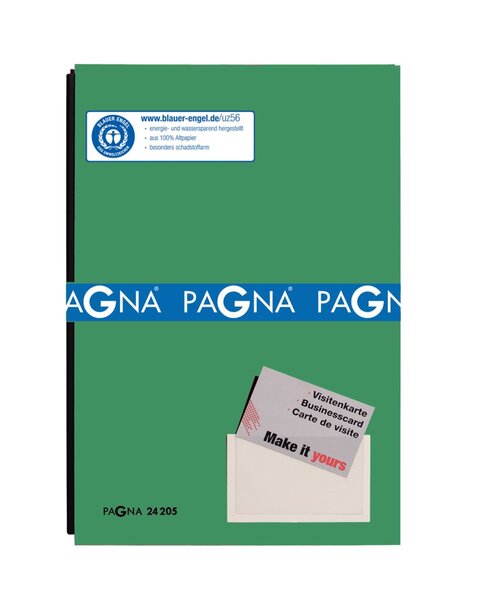 Unterschriftsmappe, 20-teilig, grün, DIN A4, Color-Einband, grauer Fächerblock, 3 Sichtlöcher