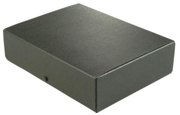 Dokumentenmappe aus 1,4 mm starker Pappe, mit Druckverschluß, Maße 245 x 318 x 85 mm (B x T x H), schwarz
