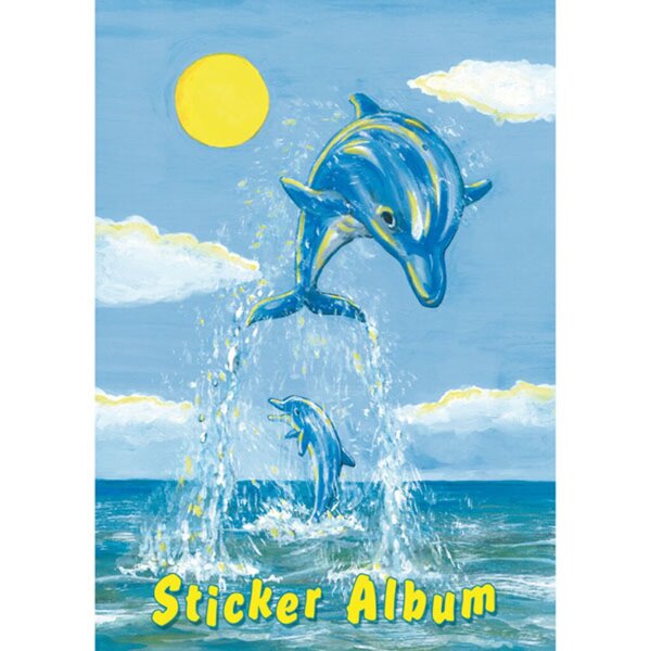 Sticker Sammelalbum für Kids, A5, "Der kleine Delfin", 6 Seiten, Schmucketiketten aus Papier, blanko