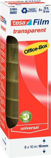 tesafilm® transparent, 19 mm x 10 m, transparent, Packung mit 8 Rollen