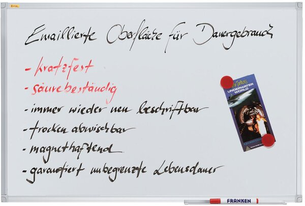 Whiteboard X-tra!Line, 90 x 120 cm, emalliert, magnethaftend, kratzfest, Ablageleiste