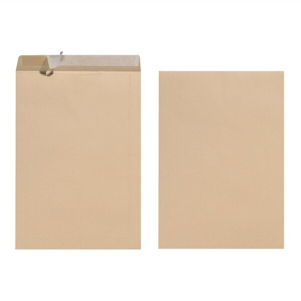 Versandtasche DIN B4, ohne Fenster, haftklebend, braun, 110g/qm, 10 Stück