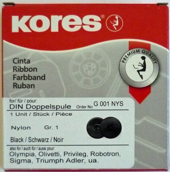 Farbband Gr. 1, schwarz, DIN Doppelspule, Breite 13 mm, Länge 10 m, Nylon