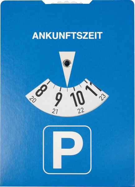 Parkscheibe nach StVO, Karton, mit Benzinrechner