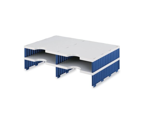 Styrodoc duo Aufbaueinheit, 4 Fächer Standard, 2 Etagen, grau/blau, (H x B x T) 140 x 485 x 331 mm