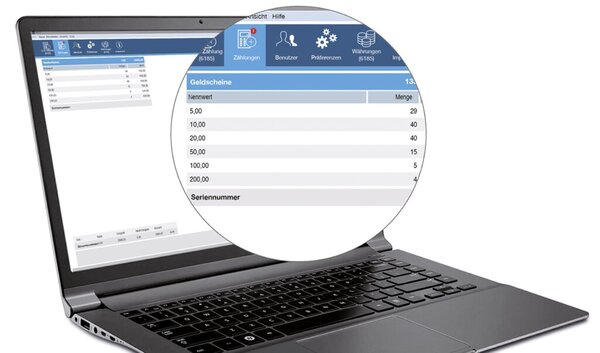 MCS Geldzähl-Software, zur Verarbeitung von Zählergebnissen, für 2665-S, 2985SX, 6165 und 6185 geeignet