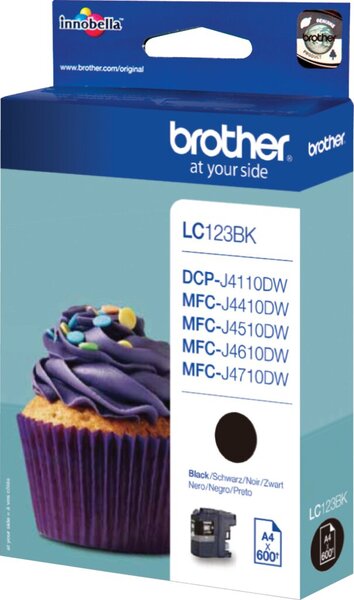 Tintenpatrone LC123BK, für Brother Drucker, ca. 600 Seiten, schwarz