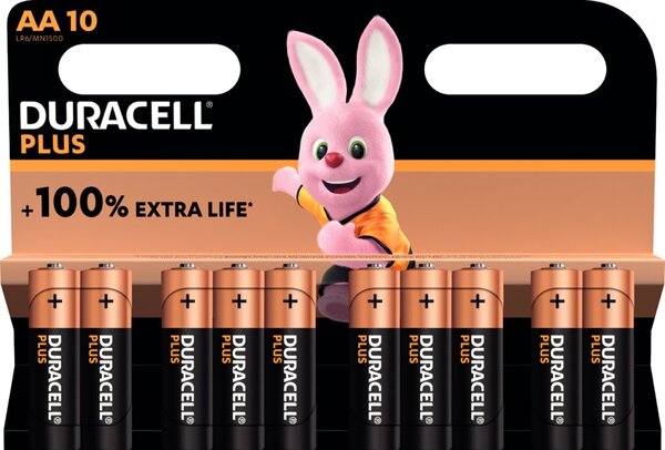Batterie Alkaline, Mignon AA, Plus Extra Life, LR06, 1.5V, 10 Batterien