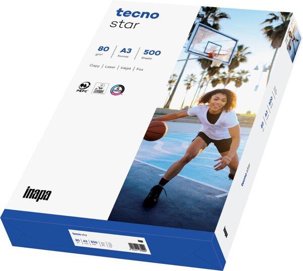 Kopierpapier tecno Star, DIN A3, 80g/qm, weiß, Weißegrad 150 CIE, Packung à 500 Blatt