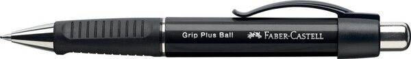 Kugelschreiber GRIP PLUS, Schaft metallic schwarz/schwarz, Kunststoff, Mine 0,4 mm, blau