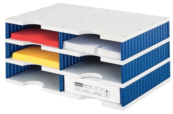 Styrodoc duo Grundeinheit, 6 Fächer Standard, 3 Etagen, grau/blau, (H x B x T) 223 x 485 x 331 mm