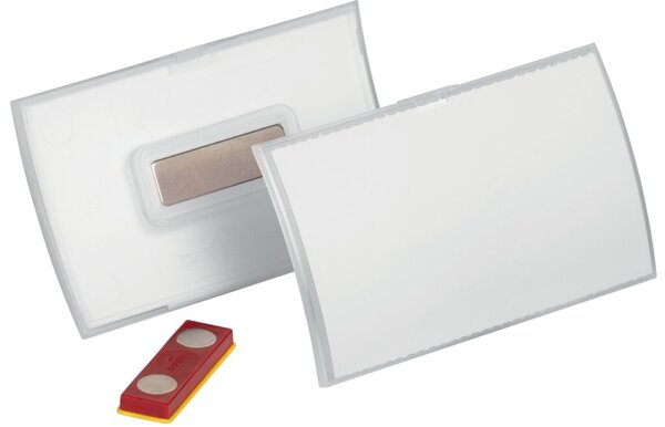 Namensschild Click Fold, 54 x 90 mm, konvex, Magnethalterung, transparent, 10 Stück