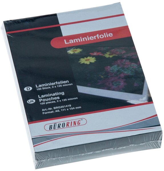 Laminierfolie, DIN A6, 125 Mikron, 100 Stück