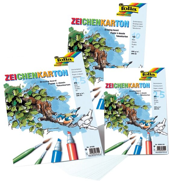 Zeichenkarton, DIN A4, 120g/qm, hochweiß, 25 Blatt, holz- und chlorfrei