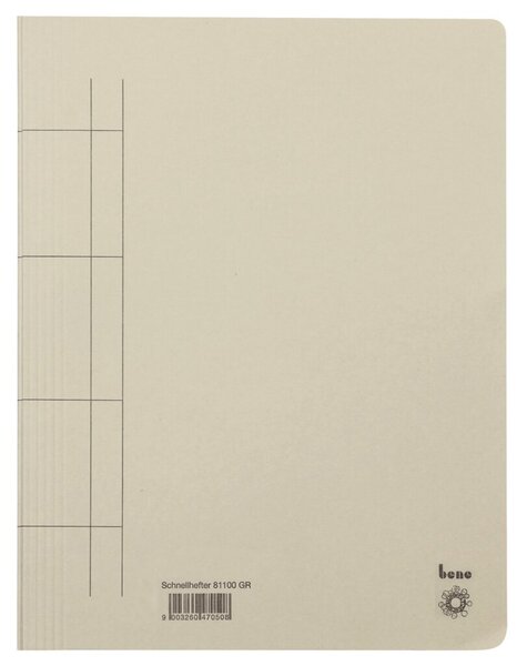 Schnellhefter, DIN A4, 250g/qm, kaufmännische Heftung, für ca. 250 Blatt, 245 x 320 mm, grau