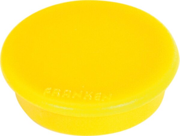 Haftmagnet, Ø 13 mm, gelb, Haftkraft 100g (bis zu 1 Blatt DIN A4 80g/qm), Packung à 10 Stück