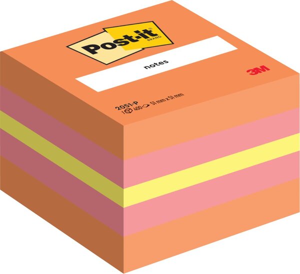 Haftnotiz-Würfel Note Mini Würfel, 51 x 51 mm, pink, orange, gelb, 400 Blatt