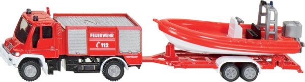 Unimog Feuerwehr mit Boot aus Metall und Kunststoff