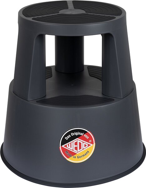 Rollhocker SuperStep, grau mit Gleitrollen, Gummistandring