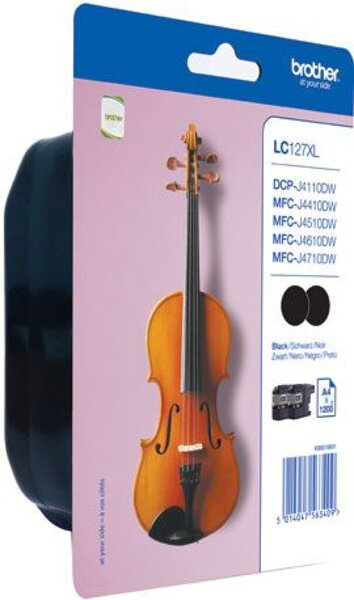 Twin Pack Tintenpatrone LC-127XL, für Brother Drucker, 2 x ca. 1.200 Seiten, schwarz