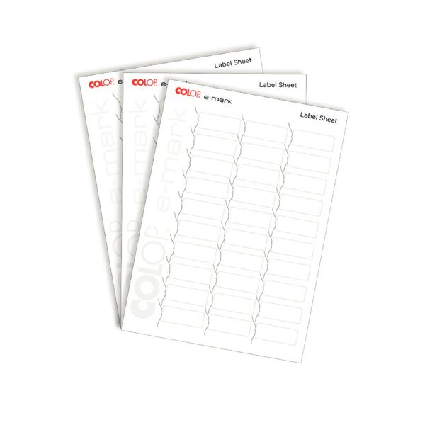 Etikettenbogen für e-mark, stark klebend auf Papier, Glas usw.